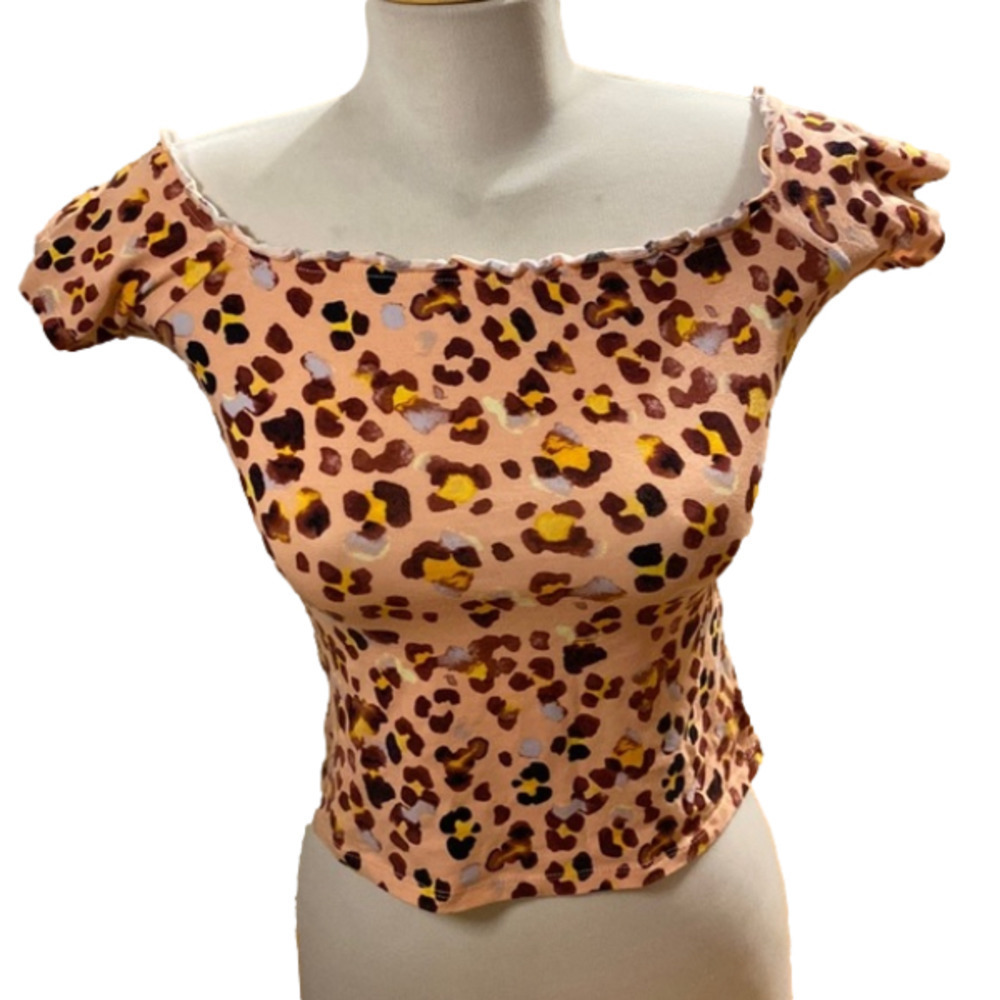 Guess Women’s Pink Animal Print  Top Vintage (Small)